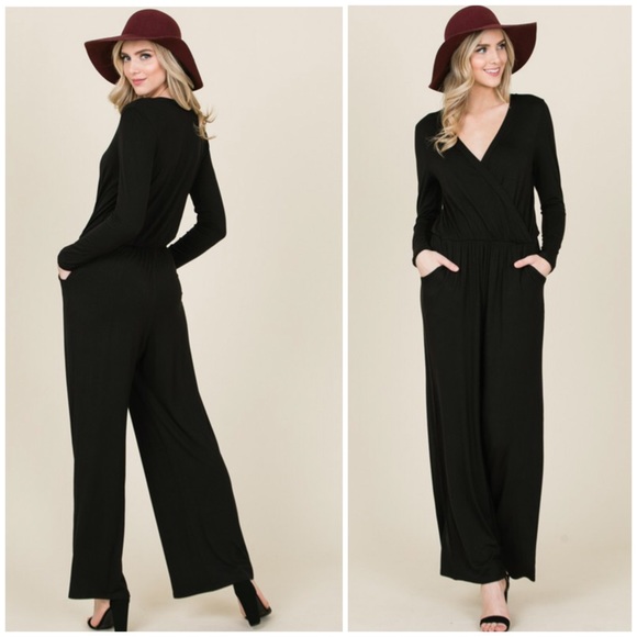 BLACK LONG SLEEVES JUMPSUIT - Picture 3 of 4